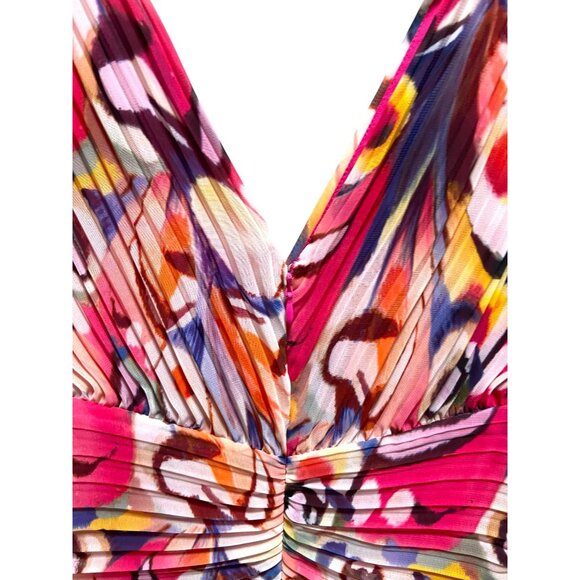 Marciano Wonderland Maxi Dress Pink Size 6 Chiffon Glam Beach Vacation Bohemian - Picture 14 of 16